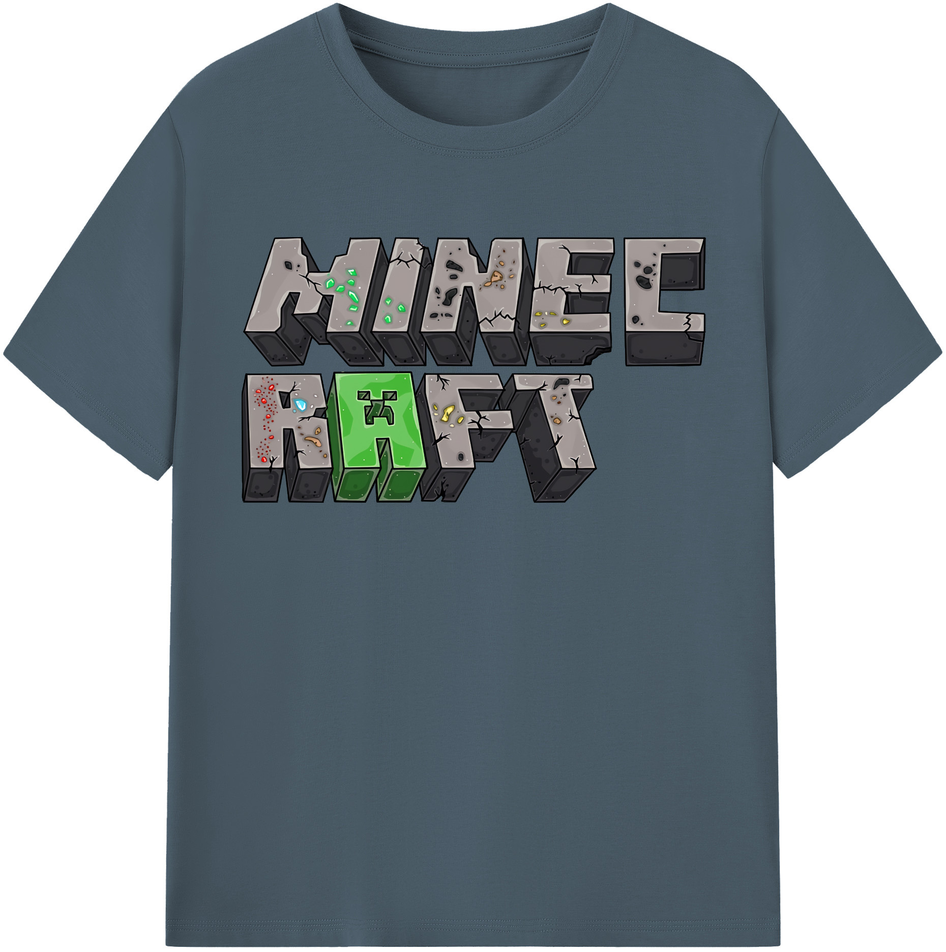 （画像用） マインクラフト ブロックの世界 Minecraft MC Block world 綿100％半袖Tシャツ（フロントプリント）
